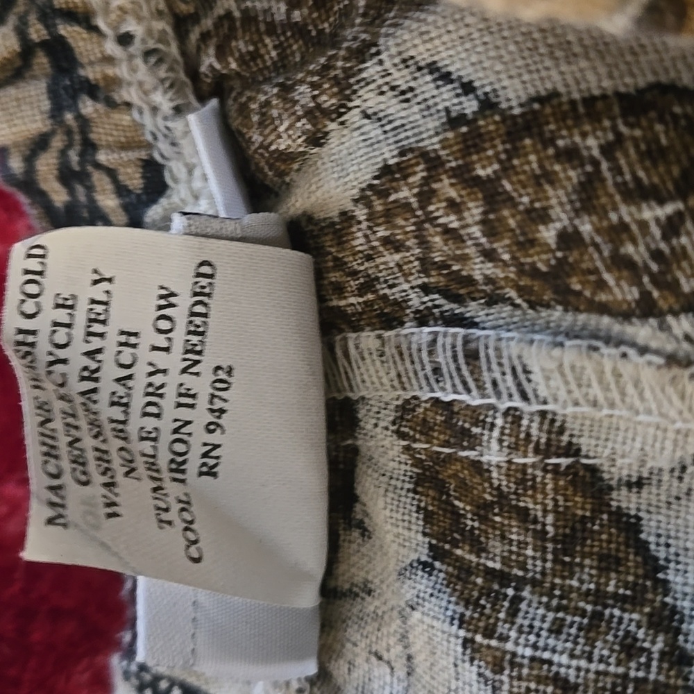 Hot Cotton Brown and Cream Tropical Print Boho Pants - Picture 4 of 4